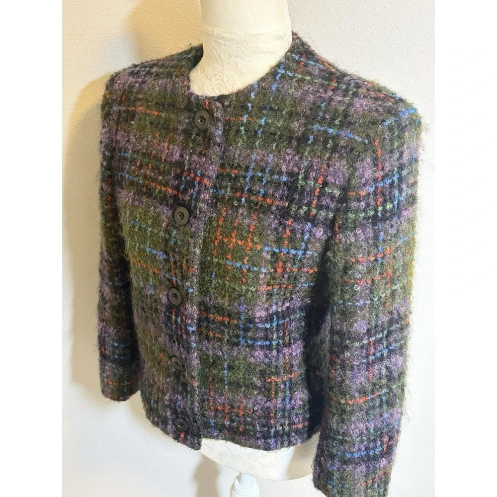 Vtg Herbert Grossman Mohair Wool Tweed Jacket~Sz 6~Plaid Old‎ Money Classic USA